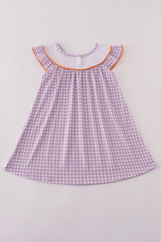 Purple Halloween pumpkin ghost embroidery dress