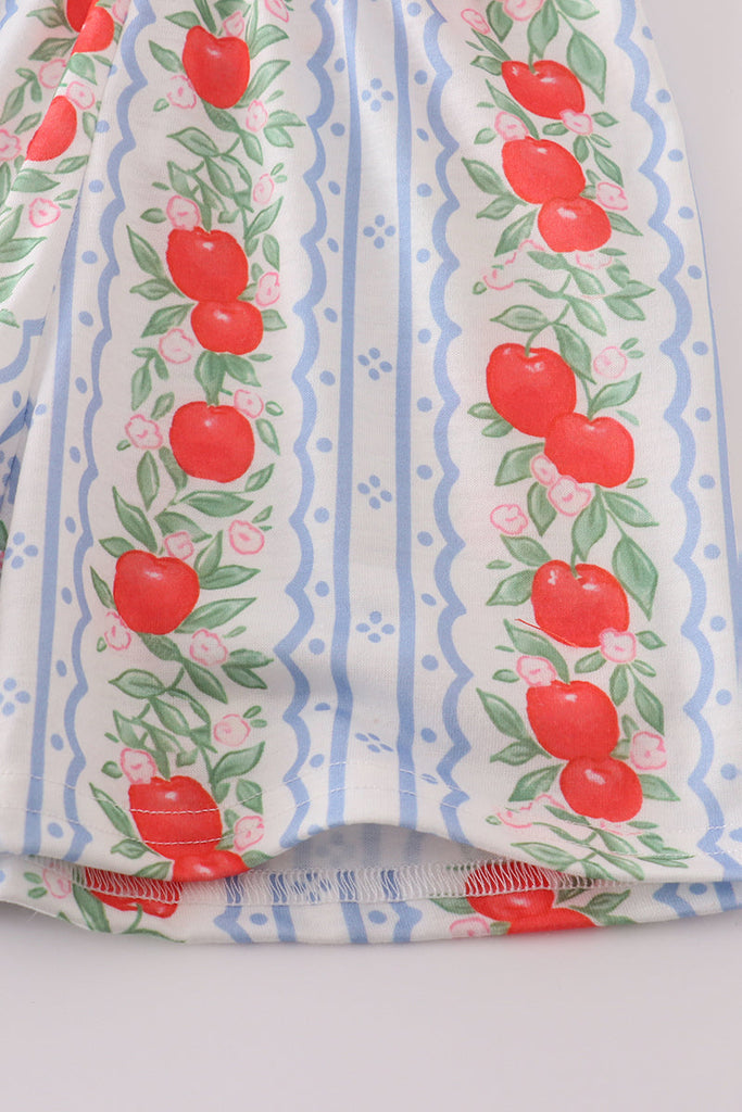 Apple print bow jumpsuit