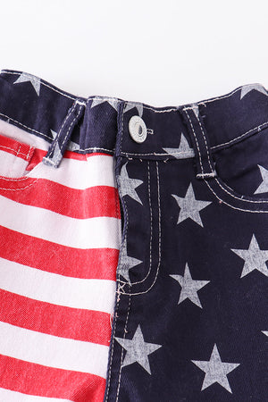Patriots'Day double layered ruffle denim jeans