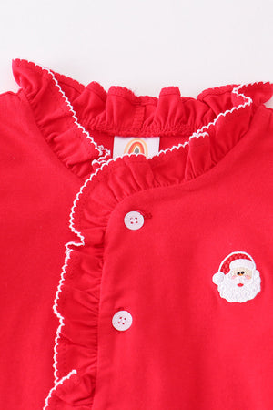 Premium Red santa claus embroidery girls pajamas set