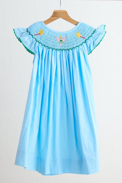 frozen smocked dress Blue fairy hand smocked dress 3