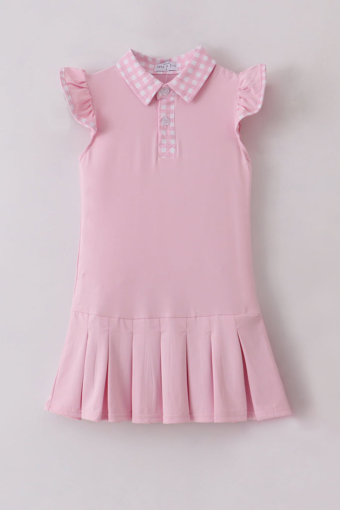 Pink active ruffle dress set