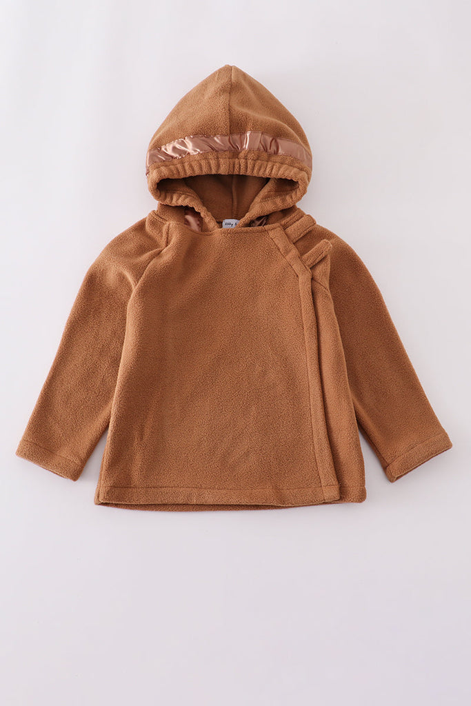 Brown bow fleece velcro hoodie