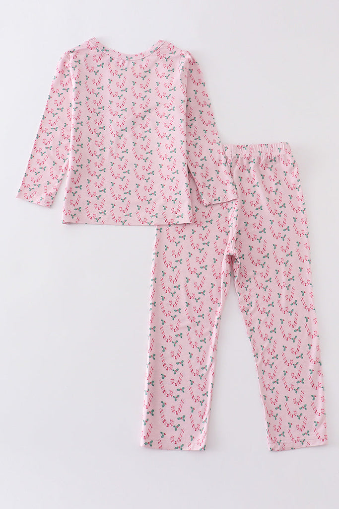 Christmas candy cane print bamboo pajamas set