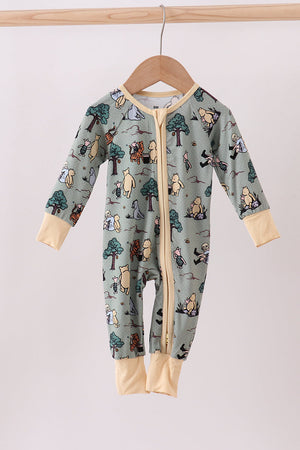 Green character bamboo pajamas romper