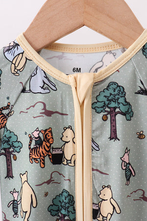 Green character bamboo pajamas romper