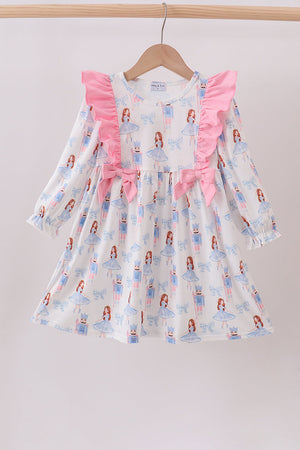 Pink bow nutcracker ruffle dress
