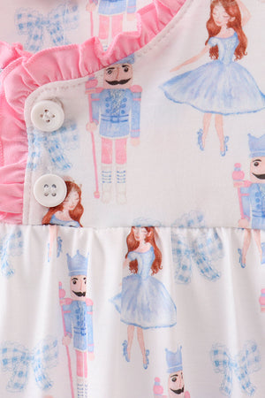 Pink bow nutcracker ruffle dress