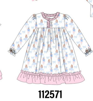 Pink bow nutcracker ruffle dress