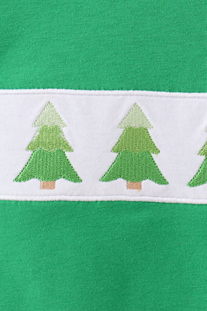 Forest Christmas tree embroidery top