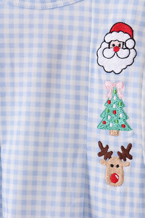 Blue santa claus embroidery bloomer set