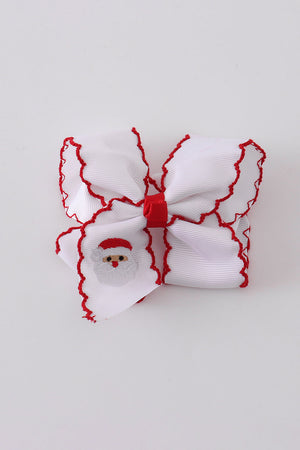 Santa embroidery hair bow