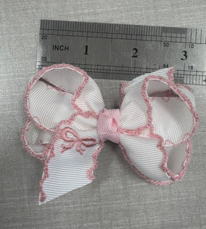 White embroidery hair bow