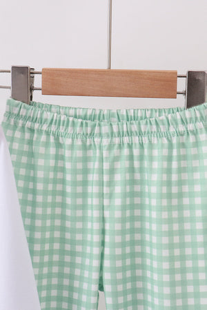 Green grinch smocked gingham pants set