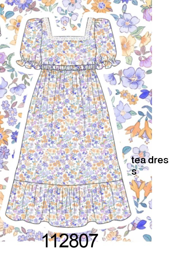 Purple floral lace women dress