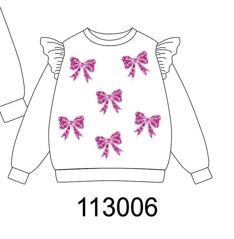 White bow sequin mom&me sweatshirt