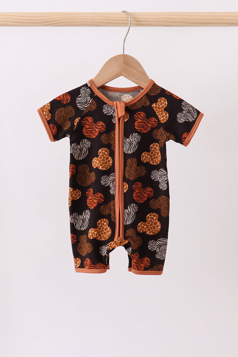 Brown character bamboo romper