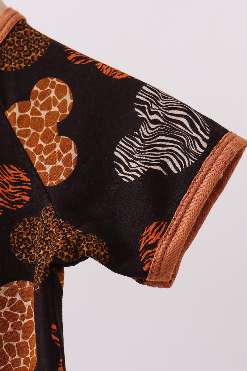 Brown character bamboo romper