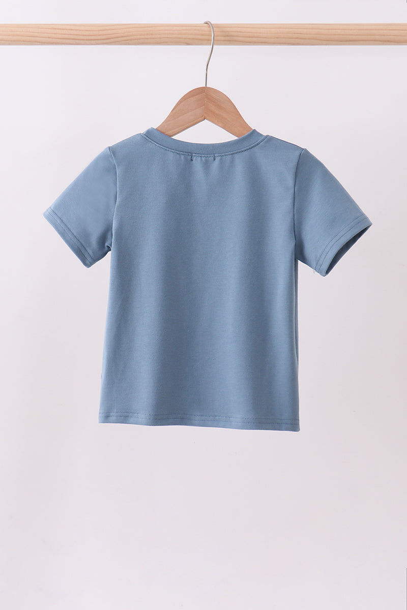 Blue racing car applique top