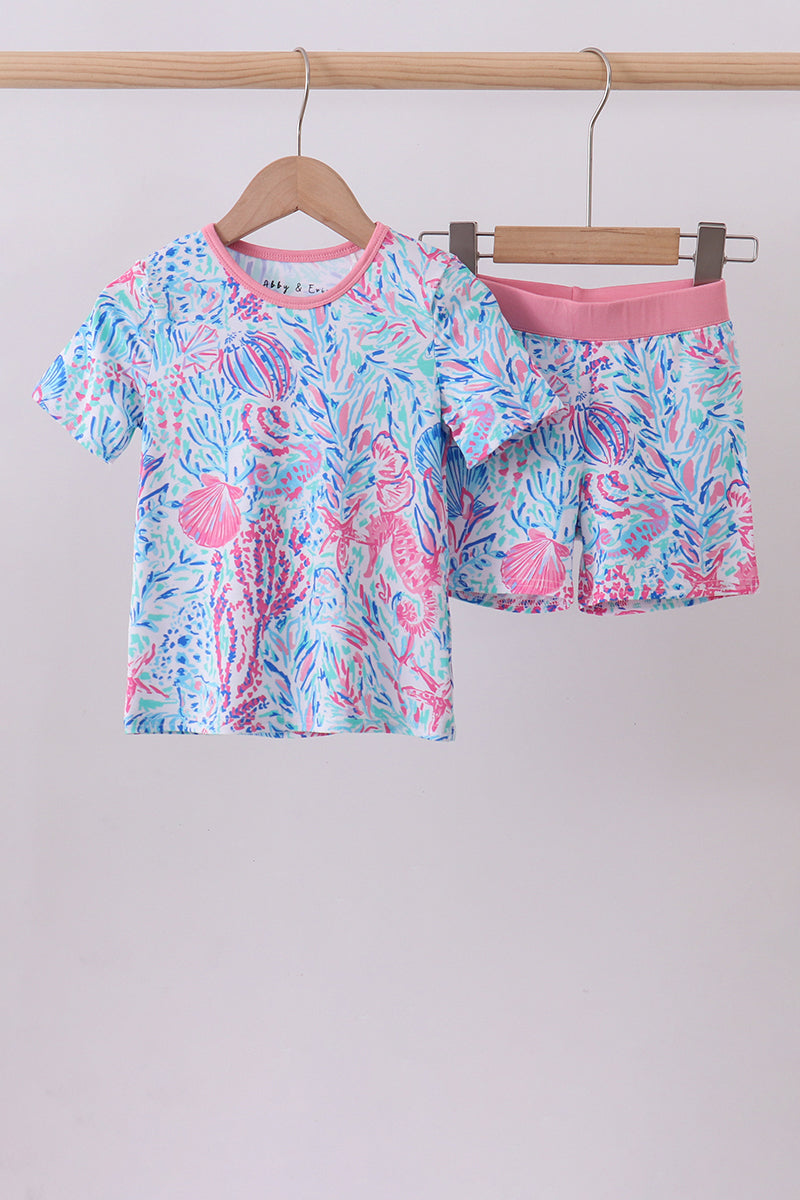 Marine creature bamboo pajama set