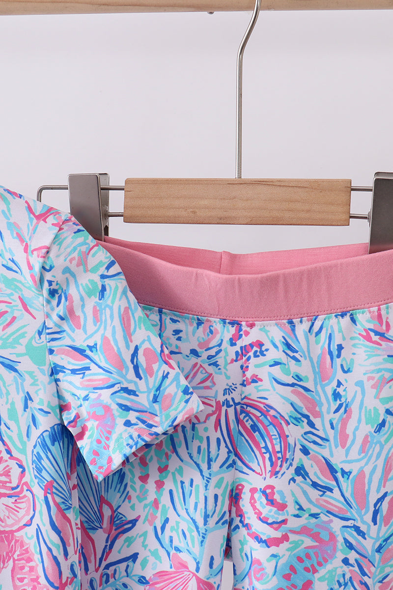 Marine creature bamboo pajama set