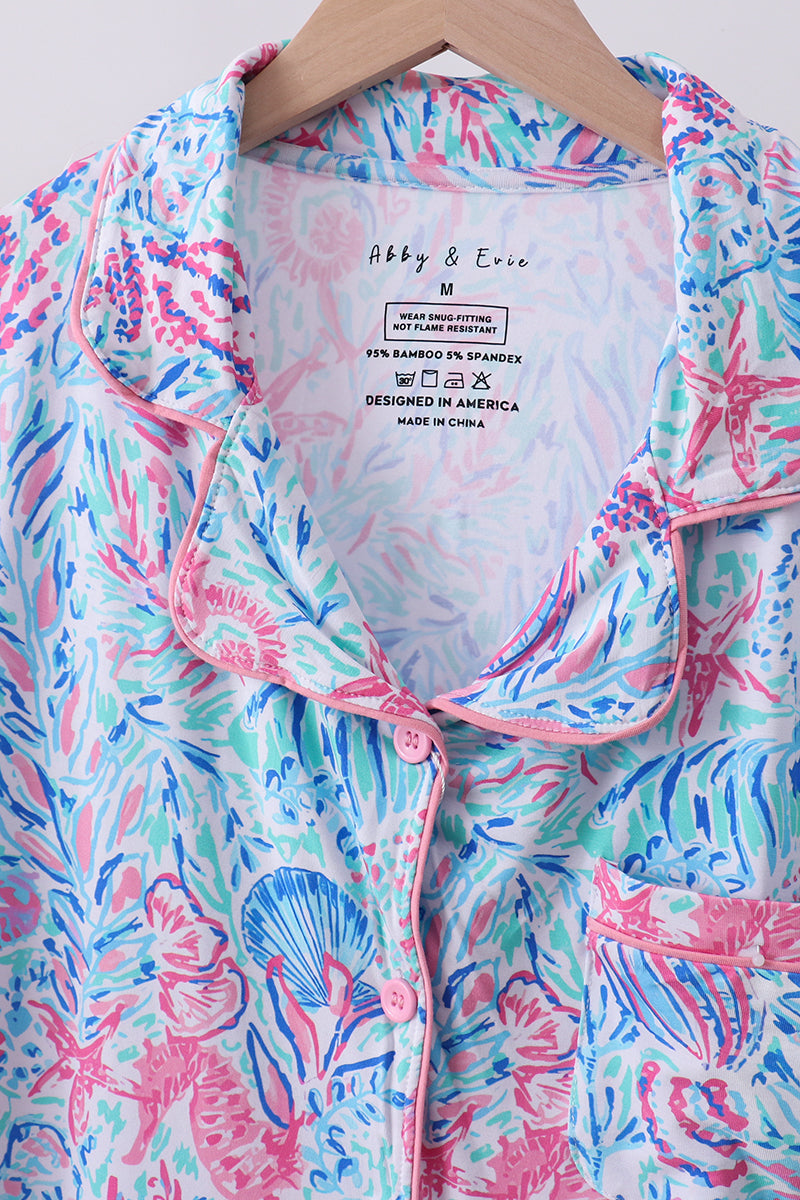 Marine creature bamboo pajama set