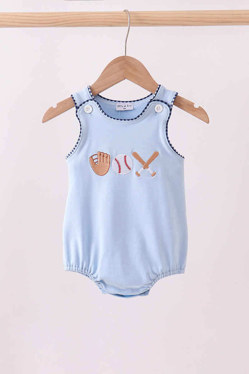 Blue baseball applique bubble