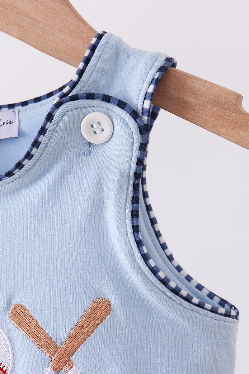 Blue baseball applique bubble