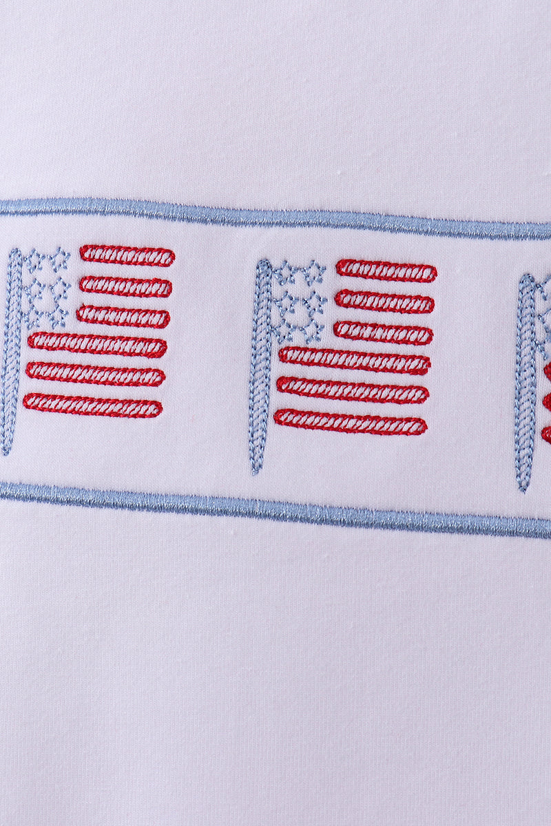 Blue flag smocked jacquard shorts set