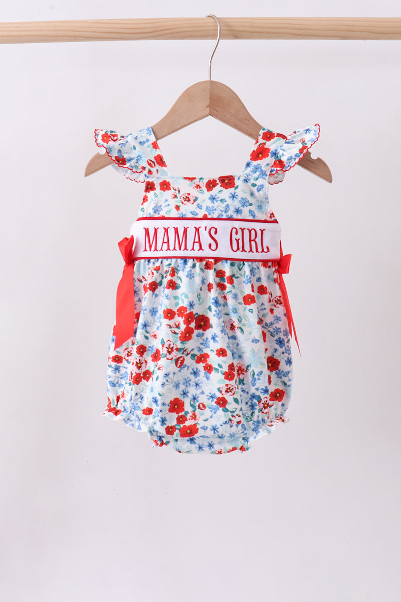 Red floral MAMA's Girl embroidery bubble