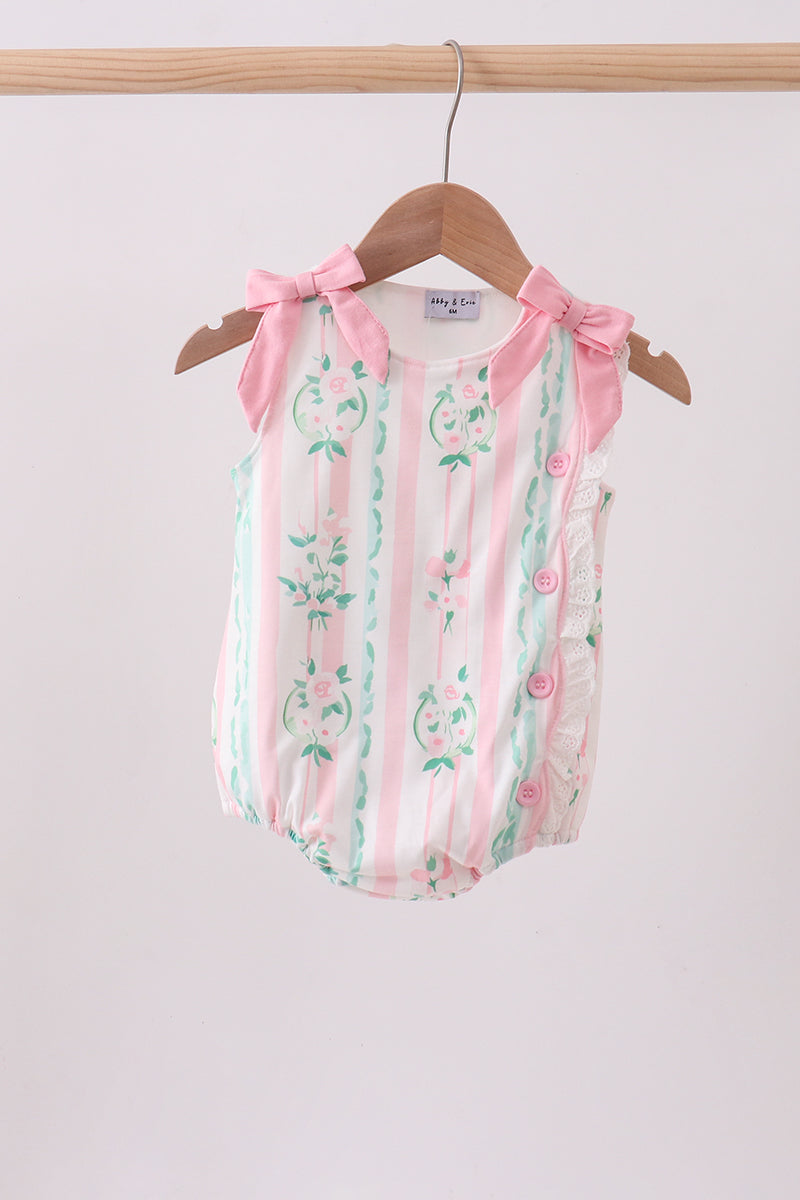 Pink floral print bow bubble