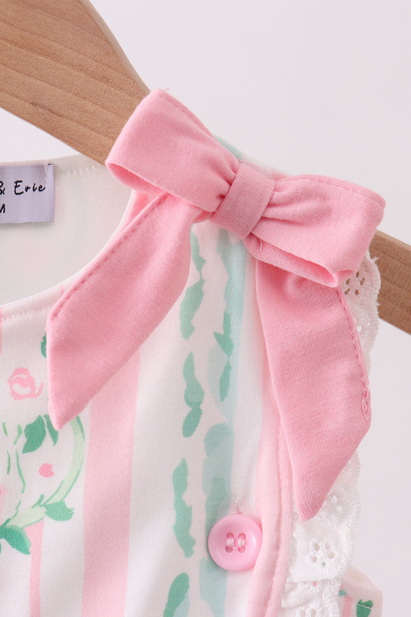 Pink floral print bow bubble