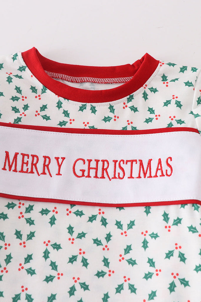 Merry Christmas embroidery boy set misspelling