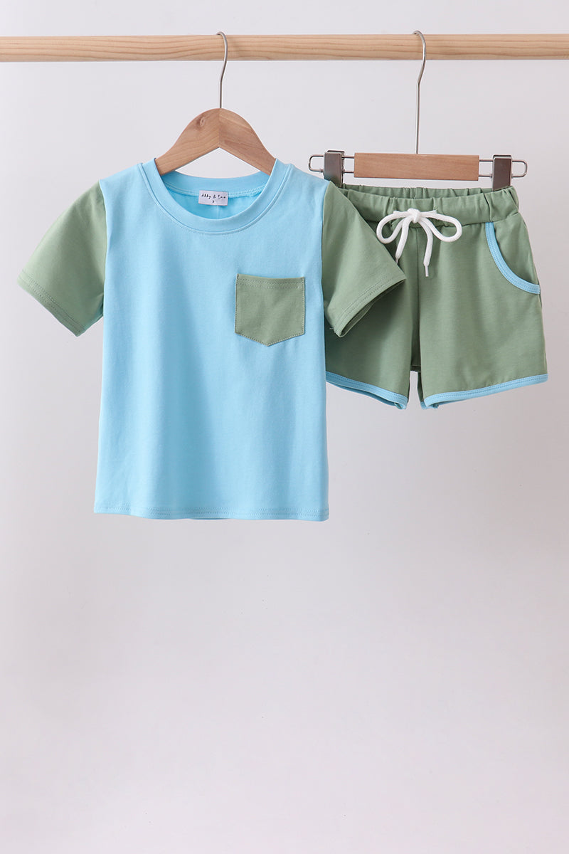Blue sage shorts set