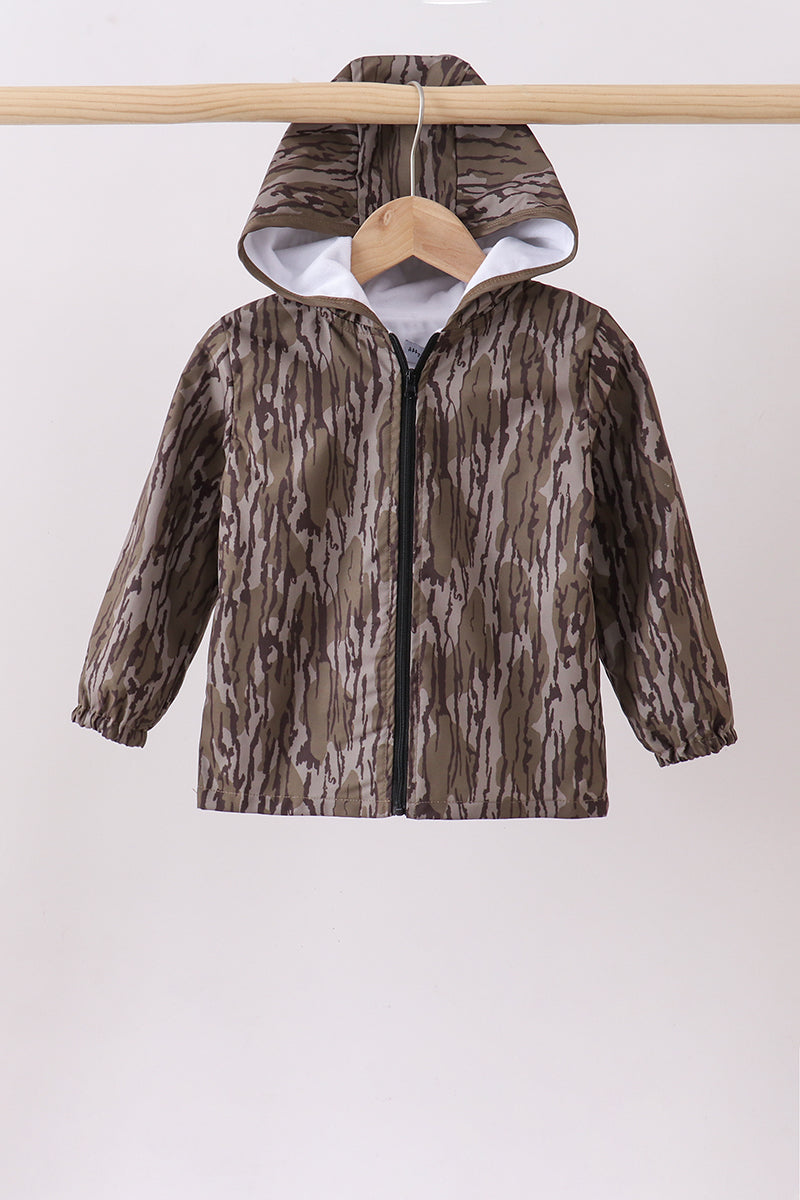 Camouflage print raincoat