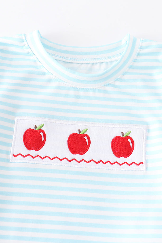 Back to school apple embroidery boy set
