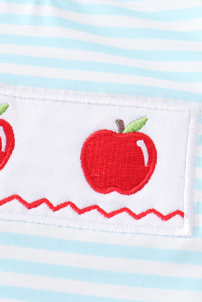 Back to school apple embroidery boy set