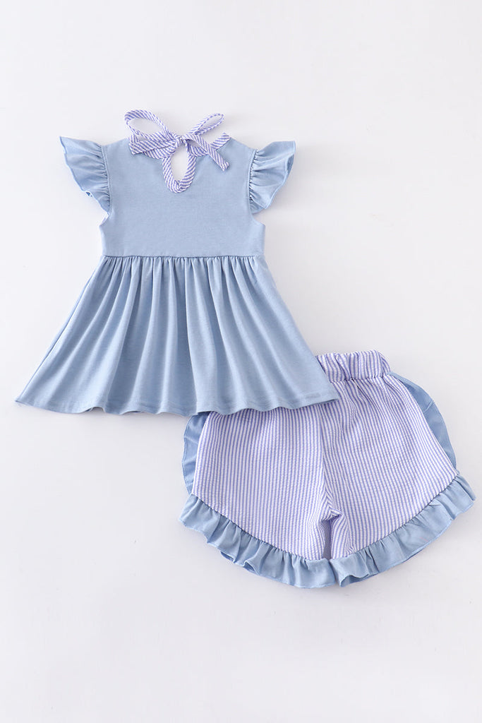 Blue crab embroidery girl set