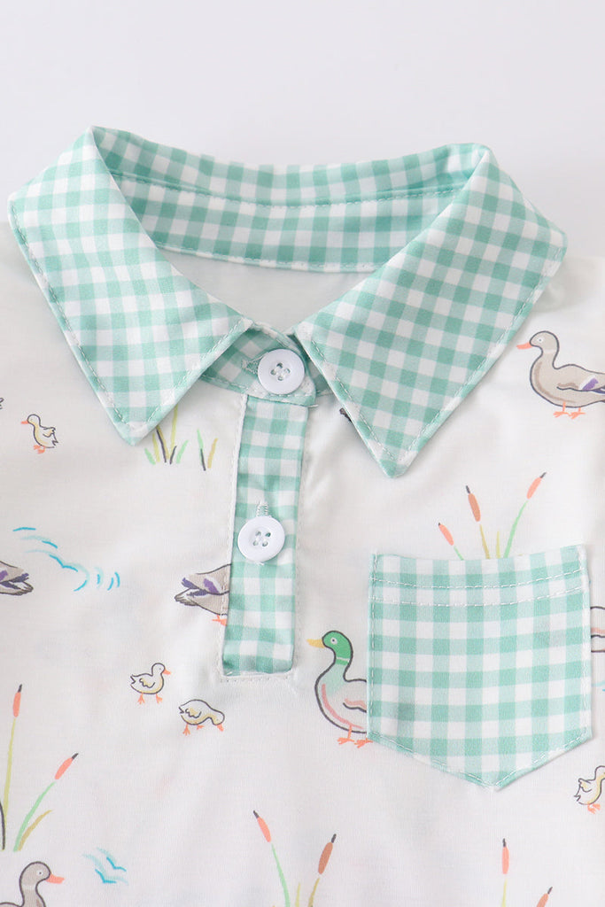 Duck print boy polo shirt