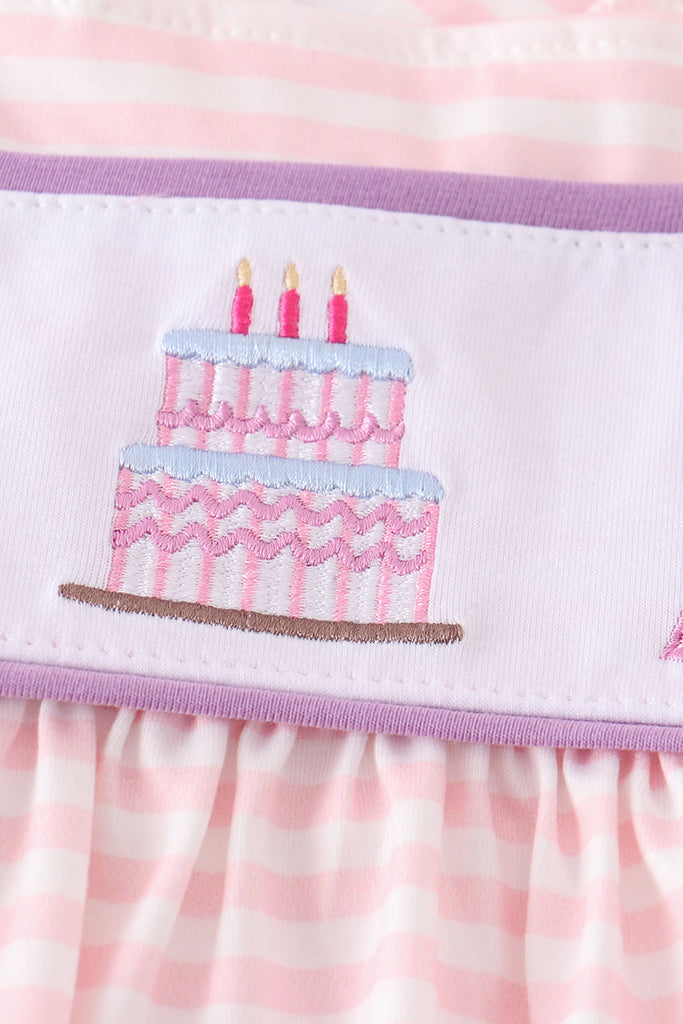 Birthday cake embroidery ruffle girl set