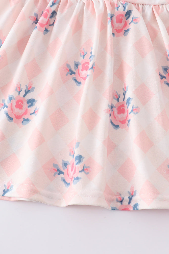 Pink floral print strap girl set