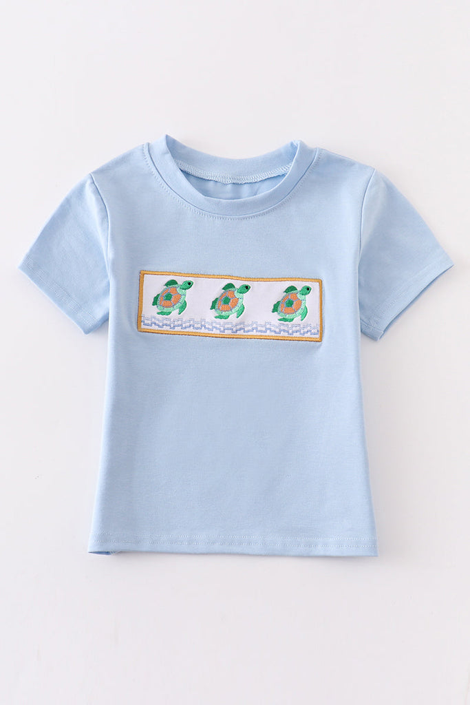 Turtle embroidery boy top