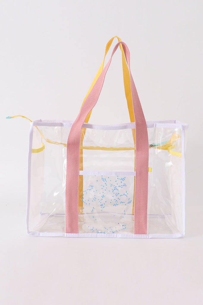 Pink clear waterproof beach travel bag