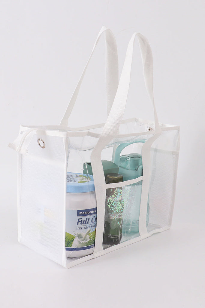 White clear waterproof beach travel bag