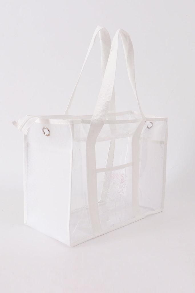 White clear waterproof beach travel bag