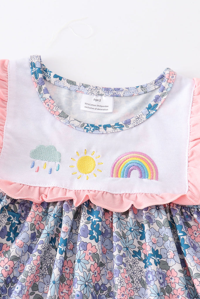 Rainbow sun embroidery girl set