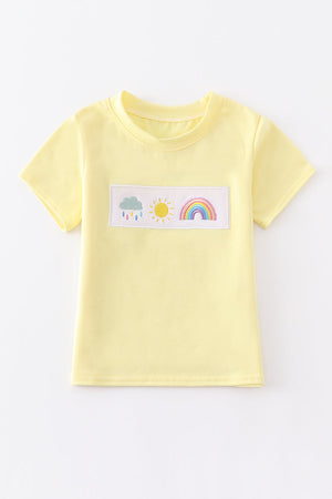 Rainbow sun embroidery boy top