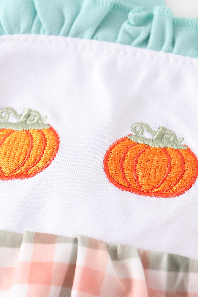 Plaid pumpkin embroidery strap bubble