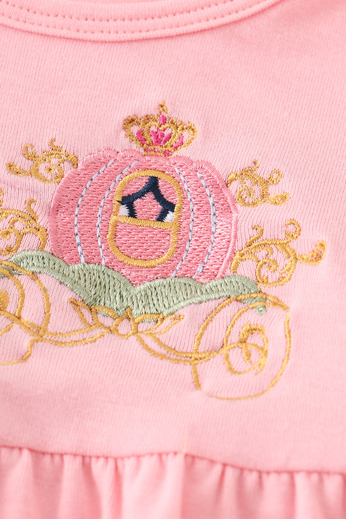 Pink horse pumpkin embroidery girl bubble