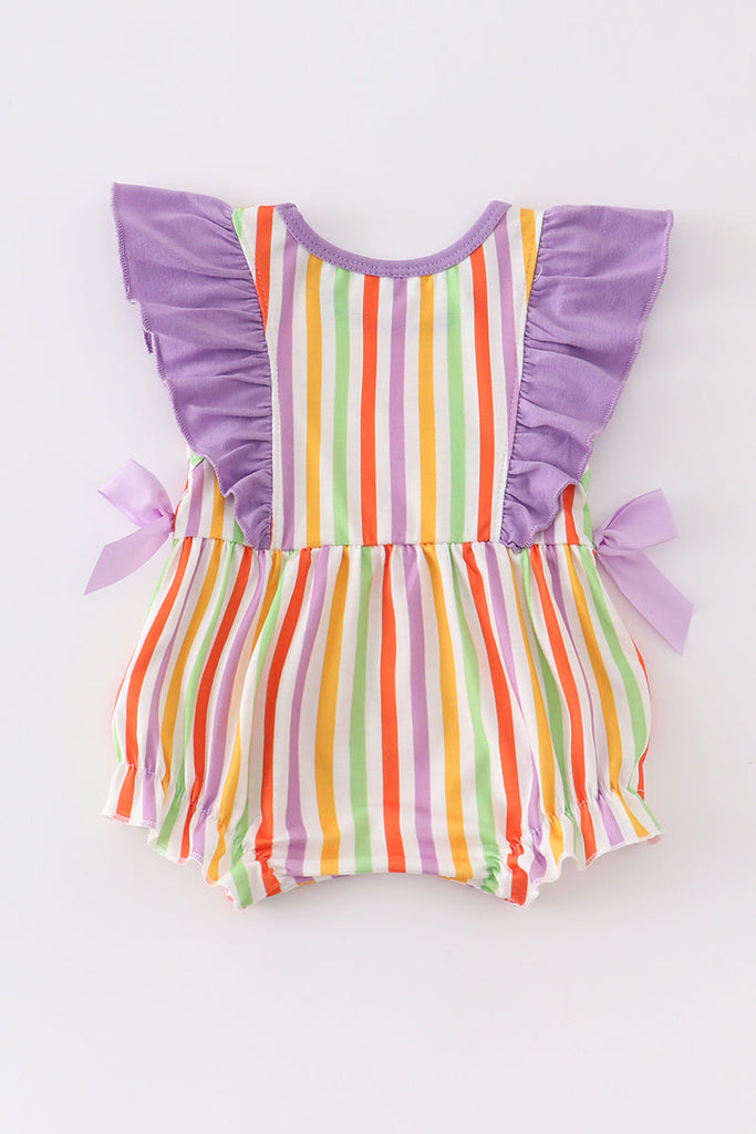 Purple stripe witches embroidery girl bubble